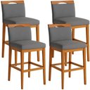 Ver imagem 2 de Kit 4 Banquetas Alta Cozinha Gourmet Conforto Linho:Linho Cinza