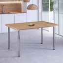 Ver imagem 1 de Mesa de Jantar 6 Lugares Retangular Base Cromada Tampo de MDP/BP Marrom/Mel