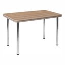 Ver imagem 2 de Mesa de Jantar 6 Lugares Retangular Base Cromada Tampo de MDP/BP Marrom/Mel