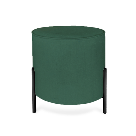 Puff Redondo Decorativo Suede com Pé Epóxi Preto Fosco Verde Musgo