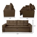 Ver imagem 2 de Sofá Retrátil e Reclinável 2 Lugares com Molas 1,50m Veneza Suede Marrom Mirra Decor