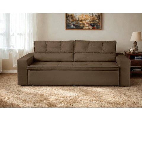 Sofá Retrátil e Reclinável 2 Lugares com Molas 1,50m Veneza Suede Marrom Mirra Decor