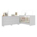 Ver imagem 1 de Berço 3 em 1 para Colchão 130 X 60cm com Cômoda Framboesa Multimóveis Branco