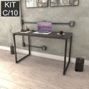Ver imagem 3 de Conjunto com 10 Escrivaninhas Kuadra Estilo 120cm Industrial Preto Ônix