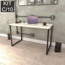 Ver imagem 1 de Conjunto com 10 Escrivaninhas Kuadra Estilo 120cm Industrial Snow Bege