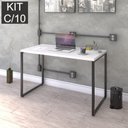 Ver imagem 3 de Conjunto com 10 Escrivaninhas Kuadra Estilo 120cm Industrial Branco Chess Marrom