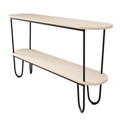 Aparador Requinte Pés de Aço Tubular 160 cm Off White/Preto