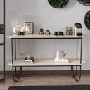 Ver imagem 2 de Aparador Requinte Pés de Aço Tubular 160 cm Off White/Preto