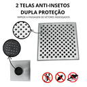 Ver imagem 2 de Ralo Anti Cheiro 20x20 Alumínio Perfurado Bolinha Coletor Cinza Saída Baixa para Tubo de 100mm