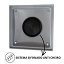 Ver imagem 4 de Ralo Anti Cheiro 20x20 Alumínio Perfurado Bolinha Coletor Cinza Saída Baixa para Tubo de 100mm