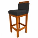 Ver imagem 3 de Kit 2 Banqueta Alta de Madeira Aurora Balcão Cozinha Bistro com Encosto Suede Preto