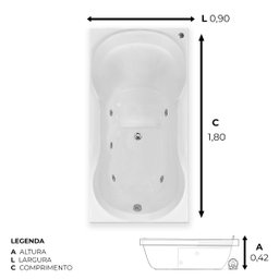 Banheira Retangular Ottawa com Hidro - 127v - 2
