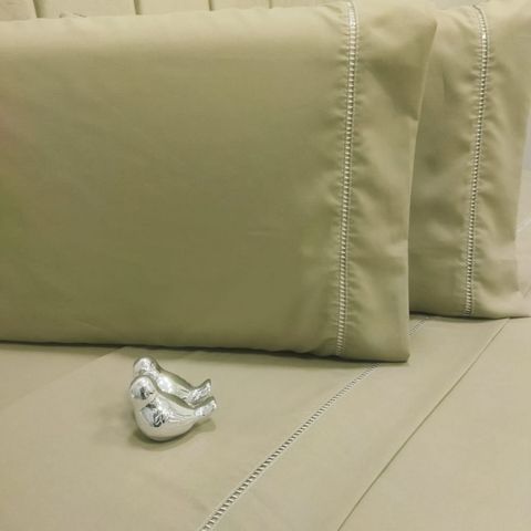 Jogo de Cama King 400 Fios Marfim Ponto Palito 4 Peças