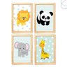 Kit 4 Quadros Infantil Bichinhos da Floresta Pinus - 1