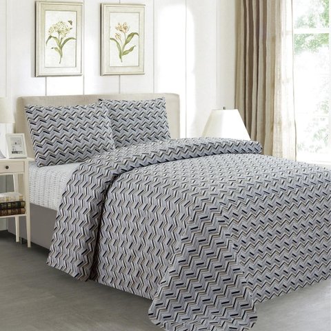 Jogo de Cama 300 Fios Estampado Casal 4 peças Cor:Chevron