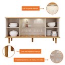 Ver imagem 5 de Aparador Buffet 2 Portas Ripada e 2 Vidro Temperado Led Pés Em Madeira Janice Cimol Nature/Off