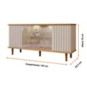 Ver imagem 3 de Aparador Buffet 2 Portas Ripada e 2 Vidro Temperado Led Pés Em Madeira Janice Cimol Nature/Off