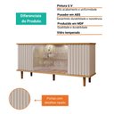 Ver imagem 4 de Aparador Buffet 2 Portas Ripada e 2 Vidro Temperado Led Pés Em Madeira Janice Cimol Nature/Off