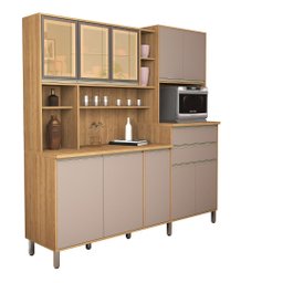 Armário Gabi Cozinha Completa Compacta Mdf Vidro Reflecta:bege - 5