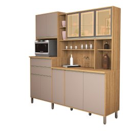 Armário Gabi Cozinha Completa Compacta Mdf Vidro Reflecta:bege - 2
