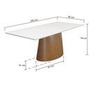 Ver imagem 2 de Mesa de Jantar Roma Retangular 220x90cm - Amêndoa - Tampo 220x90cm Branco/vidro Off-white