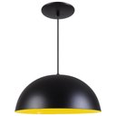 Ver imagem 1 de Pendente Meia Lua 34cm Luminária Alumínio Preto Textura C/ Amarelo
