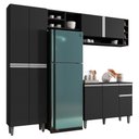 Ver imagem 1 de Cozinha Modulada Completa Vanessa 5 Peças 230cm Preto Fosco - Desk Design