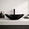 Cuba Apoio Banheiro Lavabo Oval 40cm Preta Brilho Brilhante Pia Design Moderno Estilo Industrial - 1