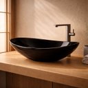 Ver imagem 4 de Cuba Apoio Banheiro Lavabo Oval 40cm Preta Brilho Brilhante Pia Design Moderno Estilo Industrial