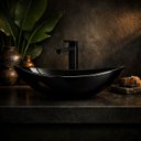 Ver imagem 5 de Cuba Apoio Banheiro Lavabo Oval 40cm Preta Brilho Brilhante Pia Design Moderno Estilo Industrial