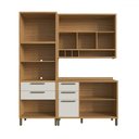 Ver imagem 2 de Armário de Cozinha com Balcão e Tampo 6 Portas 5 Gavetas Pérola 100% Mdf Vidro Reflecta Amêndoa/off