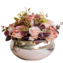 Ver imagem 1 de Arranjo com Flores Rosas Lindas Artificiais Vaso Rosé Gold