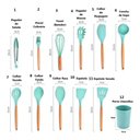 Ver imagem 5 de Jogo de Cozinha Silicone Madeira 12 Peças Concha Colher Pegador Espatula Fouet Talheres Utensilio Ap