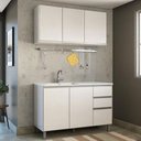 Ver imagem 1 de Cozinha Compacta Balcão para Pia/cuba e Armário Aéreo Triplo Evidence Poliman Móveis