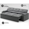 Sofá com Porta Copos Retrátil e Reclinável Pop 2,05m Velosuede Grafite - Netsofas - 3