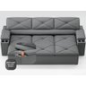 Sofá com Porta Copos Retrátil e Reclinável Pop 2,05m Velosuede Grafite - Netsofas - 5