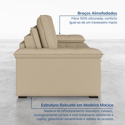 Sofá Cama Retrátil e Reclinável 4 Lugares 240cm Veludo com Molas Palmeira CabeCasa MadeiraMadeira - 9