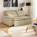 Ver imagem 1 de Sofá Cama Retrátil e Reclinável 4 Lugares Veludo com Molas Bege Palmeira 240cm CabeCasa MadeiraOriginals Madeiraorigi