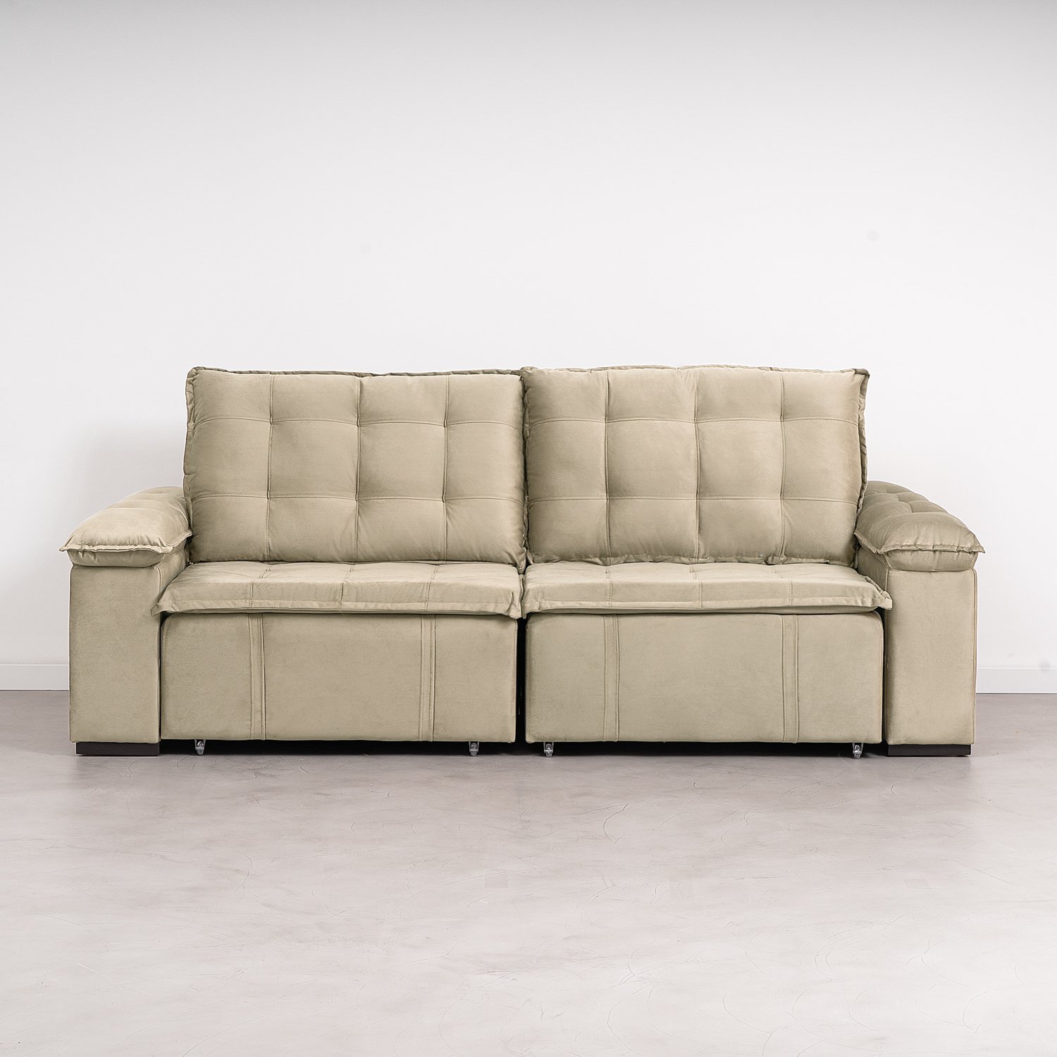 Sofá Cama Retrátil e Reclinável 4 Lugares 240cm em Veludo com Molas