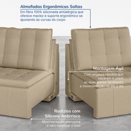 Sofá Cama Retrátil e Reclinável 4 Lugares 240cm Veludo com Molas Palmeira CabeCasa MadeiraMadeira - 8