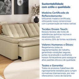 Sofá Cama Retrátil e Reclinável 4 Lugares 240cm Veludo com Molas Palmeira CabeCasa MadeiraMadeira - 10