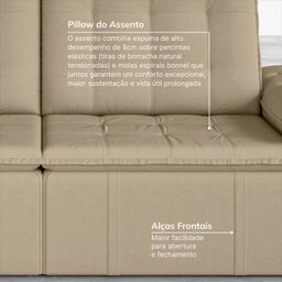 Sofá Cama Retrátil e Reclinável 4 Lugares 240cm Veludo com Molas Palmeira CabeCasa MadeiraMadeira - 7