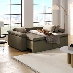 Sofá Cama Retrátil e Reclinável 4 Lugares 240cm Veludo com Molas Palmeira CabeCasa MadeiraMadeira - 3