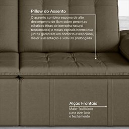 Sofá Cama Retrátil e Reclinável 4 Lugares 240cm Veludo com Molas Palmeira CabeCasa MadeiraMadeira - 7