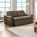 Ver imagem 1 de Sofá Cama Casal Retrátil e Reclinável 4 Lugares Veludo com Molas Grafite Palmeira 240cm CabeCasa MadeiraOriginals Mad