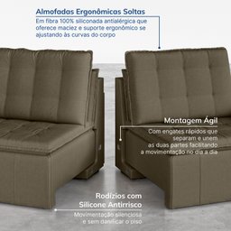 Sofá Cama Retrátil e Reclinável 4 Lugares 240cm Veludo com Molas Palmeira CabeCasa MadeiraMadeira - 8