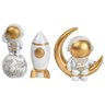 Kit Boneco Astronauta Spaceman Estatua Miniatura Decorativa Cor:dourado - 1