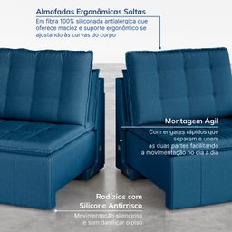Sofá Cama Retrátil e Reclinável 4 Lugares 240cm Veludo com Molas Palmeira CabeCasa MadeiraMadeira - 8