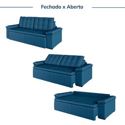 Sofá Cama Retrátil e Reclinável 4 Lugares 240cm Veludo com Molas Palmeira CabeCasa MadeiraMadeira - 5