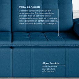 Sofá Cama Retrátil e Reclinável 4 Lugares 240cm Veludo com Molas Palmeira CabeCasa MadeiraMadeira - 7